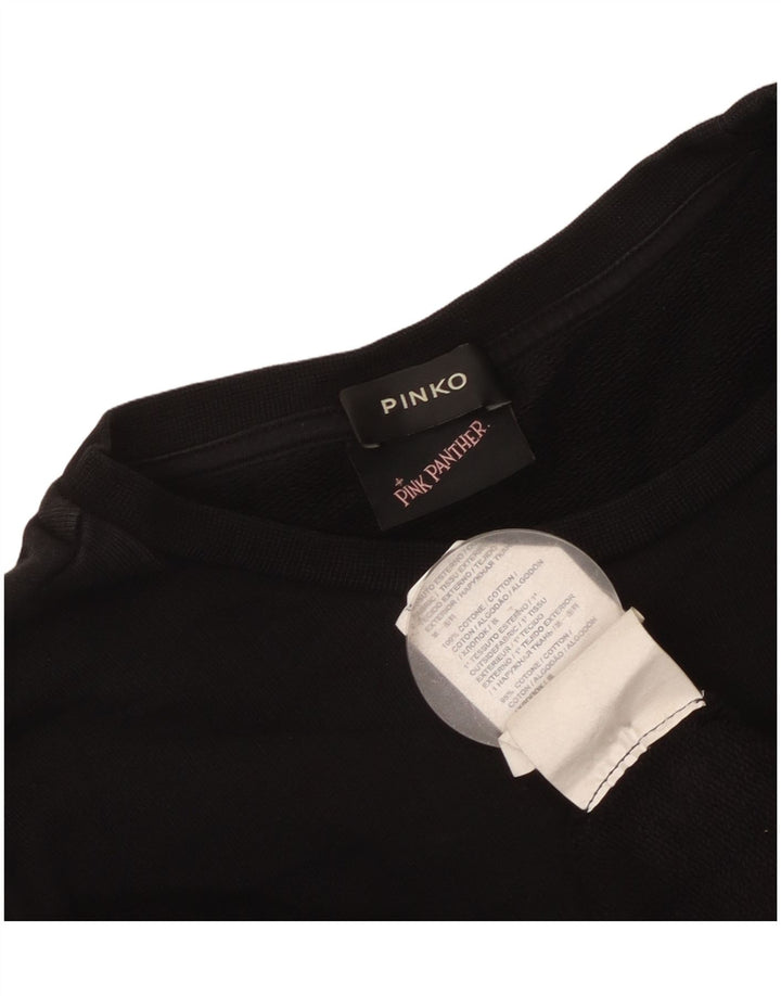 Pinko Dame Grafisk Sweatshirt Jumper UK 10 Small Black Colourblock Bomuld