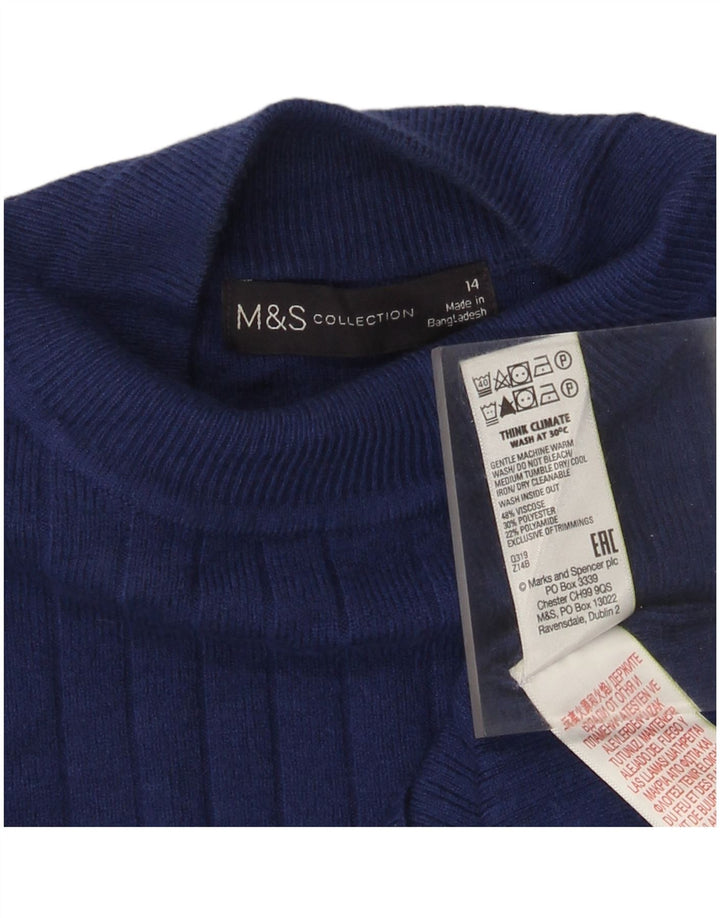 Marks & Spencer Dame Turtle Neck Jumper Sweater UK 14 Medium Blue