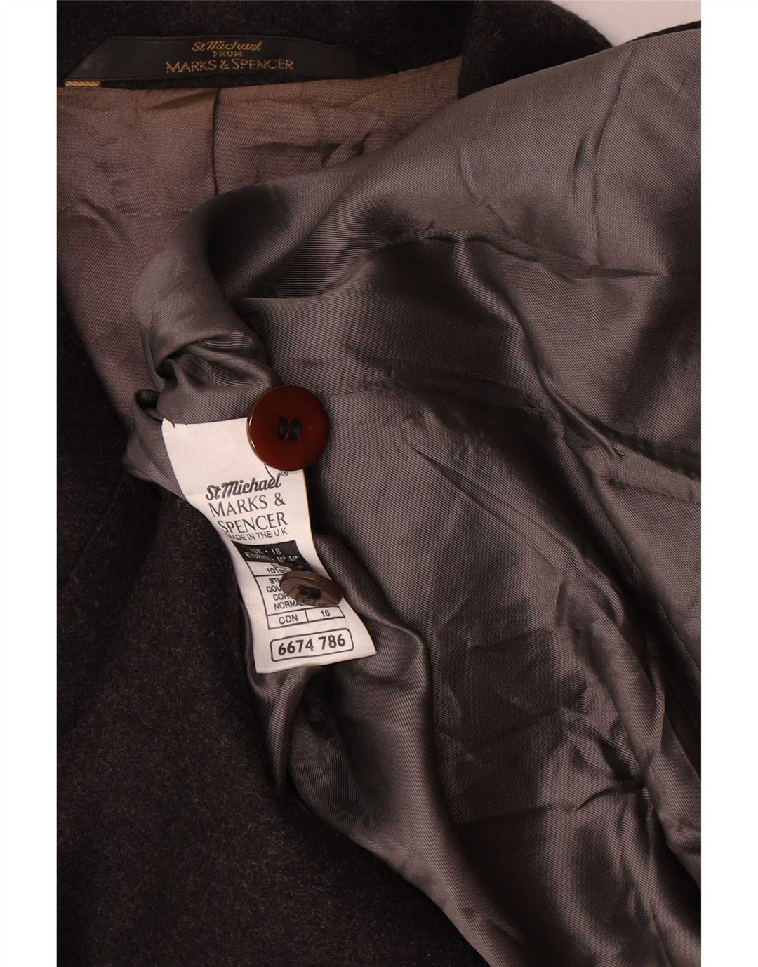 Marks & Spencer Dame 5-knaps blazerjakke UK 18 XL Grå uld