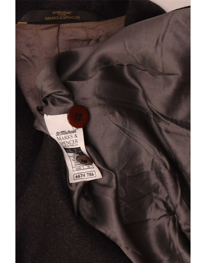 Marks & Spencer Dame 5-knaps blazerjakke UK 18 XL Grå uld