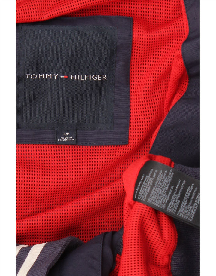 TOMMY HILFIGER Herre grafisk hættebomberjakke UK 36 Small Navy Blue