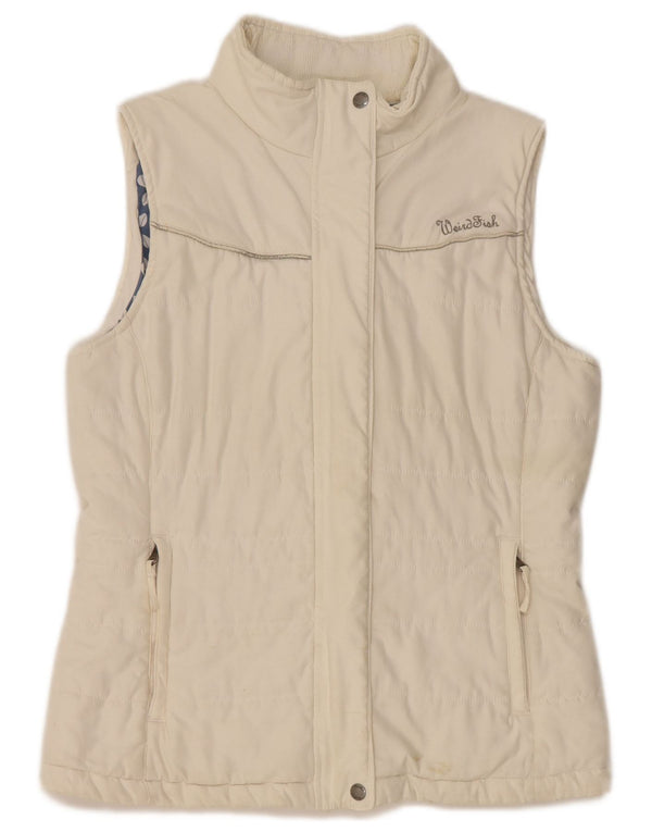 WEIRD FISH Womens Polstret Gilet UK 14 Large White Polyester