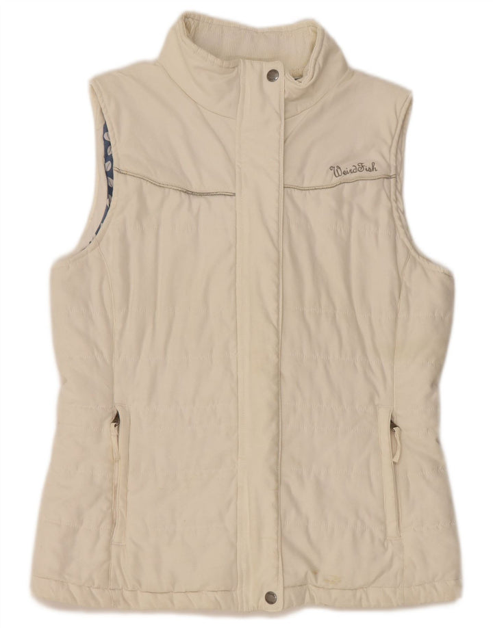 WEIRD FISH Womens Polstret Gilet UK 14 Large White Polyester