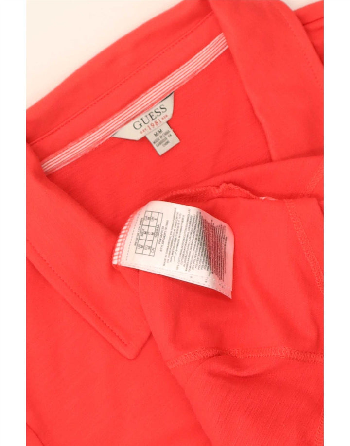 Guess Dame Polo Shirt UK 12 Medium Rød Bomuld