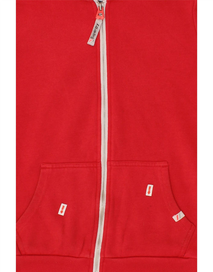SUPERDRY Womens Zip Hoodie Sweater UK 10 Smalll Red Polyester Vintage Superdry and Second-Hand Superdry from Messina Hembry 