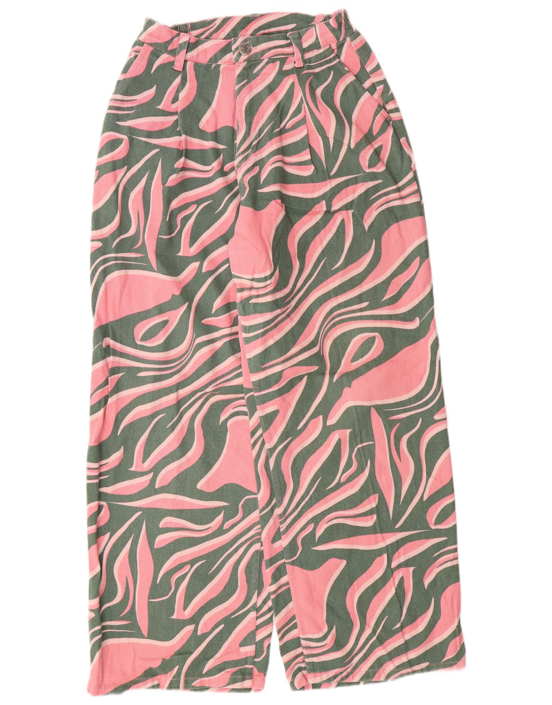 Lucy & Yak kvinders højtaljede løse jeans W28 L29 Pink dyreprint bomuld