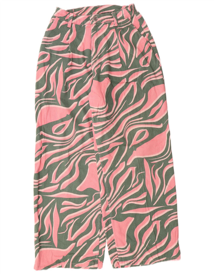 Lucy & Yak kvinders højtaljede løse jeans W28 L29 Pink dyreprint bomuld