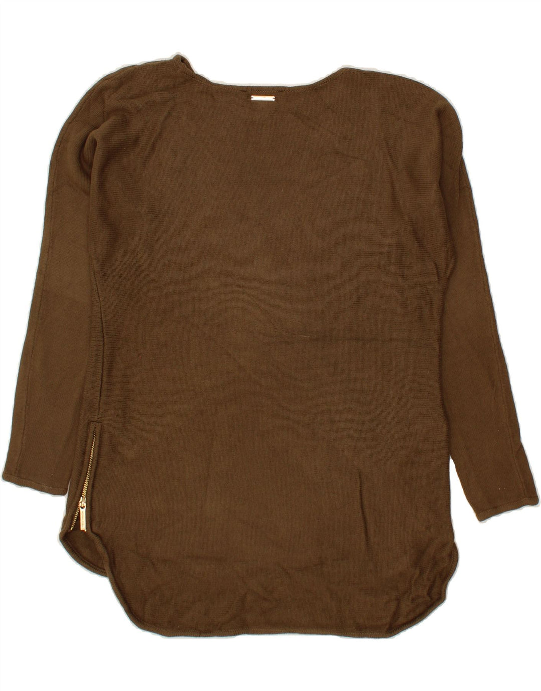 MICHAEL KORS Womens Longline Boat Neck Jumper Sweater UK 14 Medium Brown Vintage Michael Kors and Second-Hand Michael Kors from Messina Hembry 