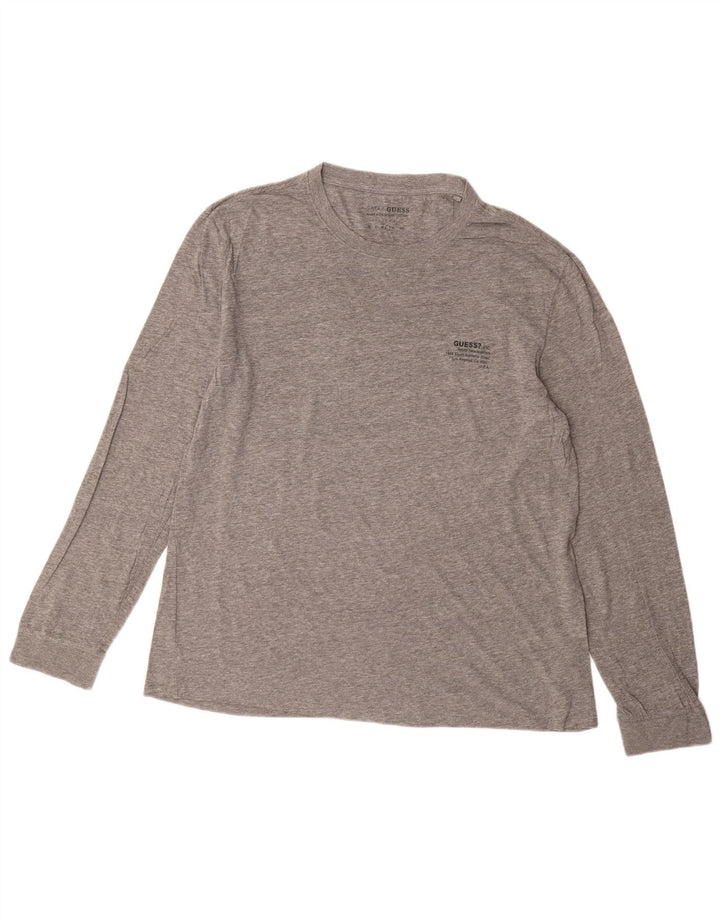 Guess Herre Regular Fit Top Langærmet Stor Grå Flecked Bomuld