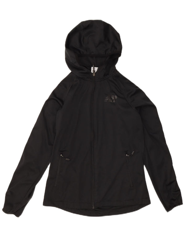 New Balance Dame grafisk hættetrøje Sweater UK 10 Lille sort polyester