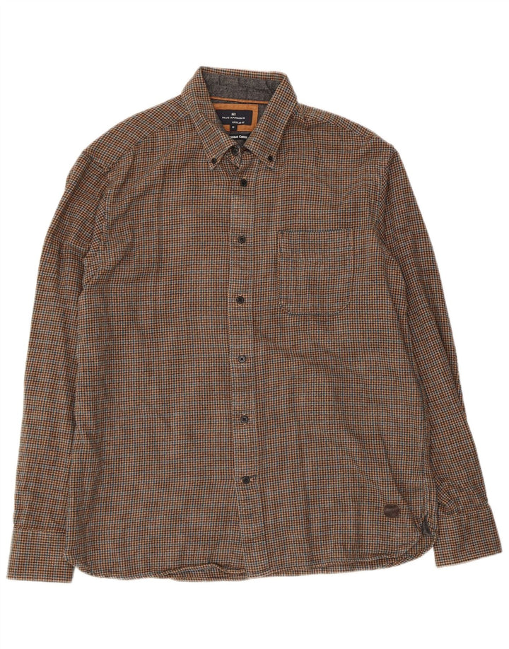 Marks & Spencer Herre Blue Harbor Flannel skjorte Medium Brown Houndstooth