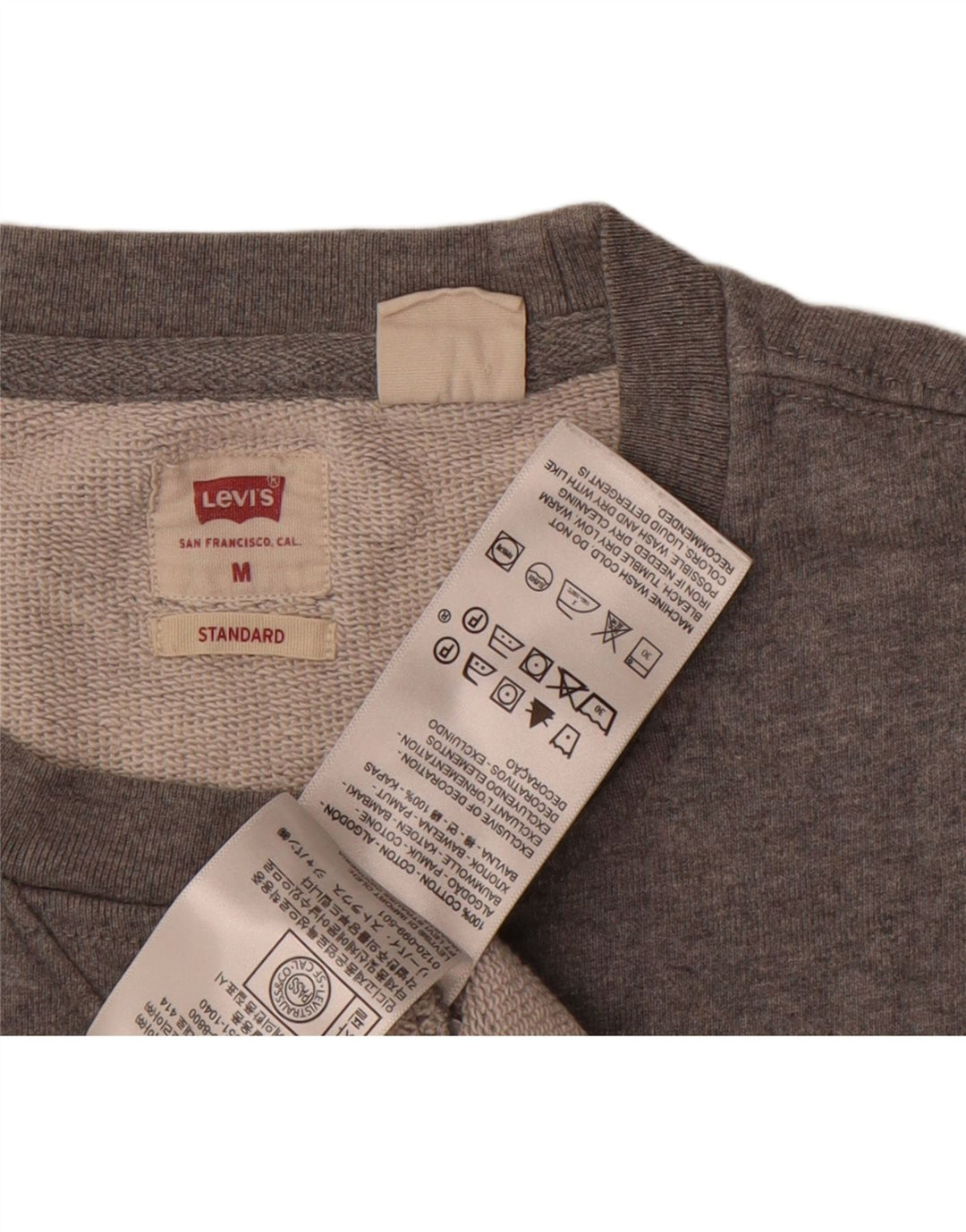 LEVI'S Mens Standard Fit Sweatshirt Jumper Medium Grey Cotton Vintage Levi's and Second-Hand Levi's from Messina Hembry 