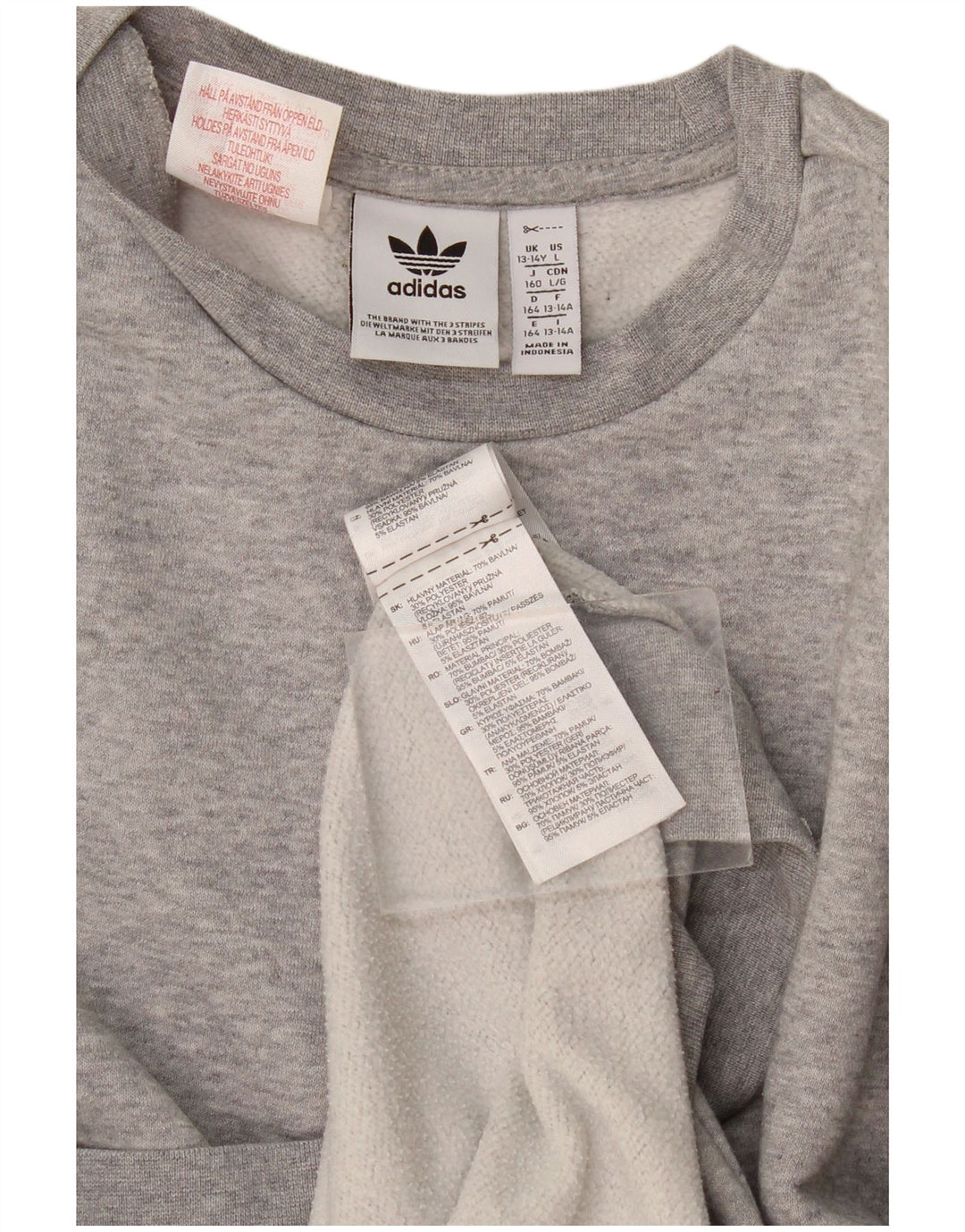 Adidas Boys Sweatshirt Jumper 13-14 år Grå Flecked Bomuld