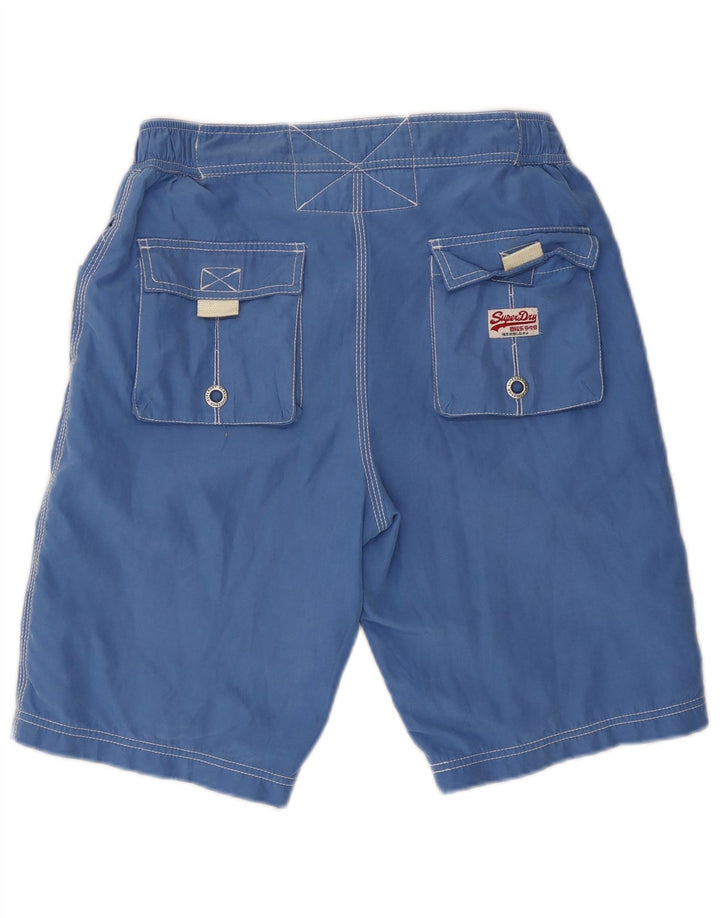 Superdry grafiske badeshorts til mænd mellemblå polyester