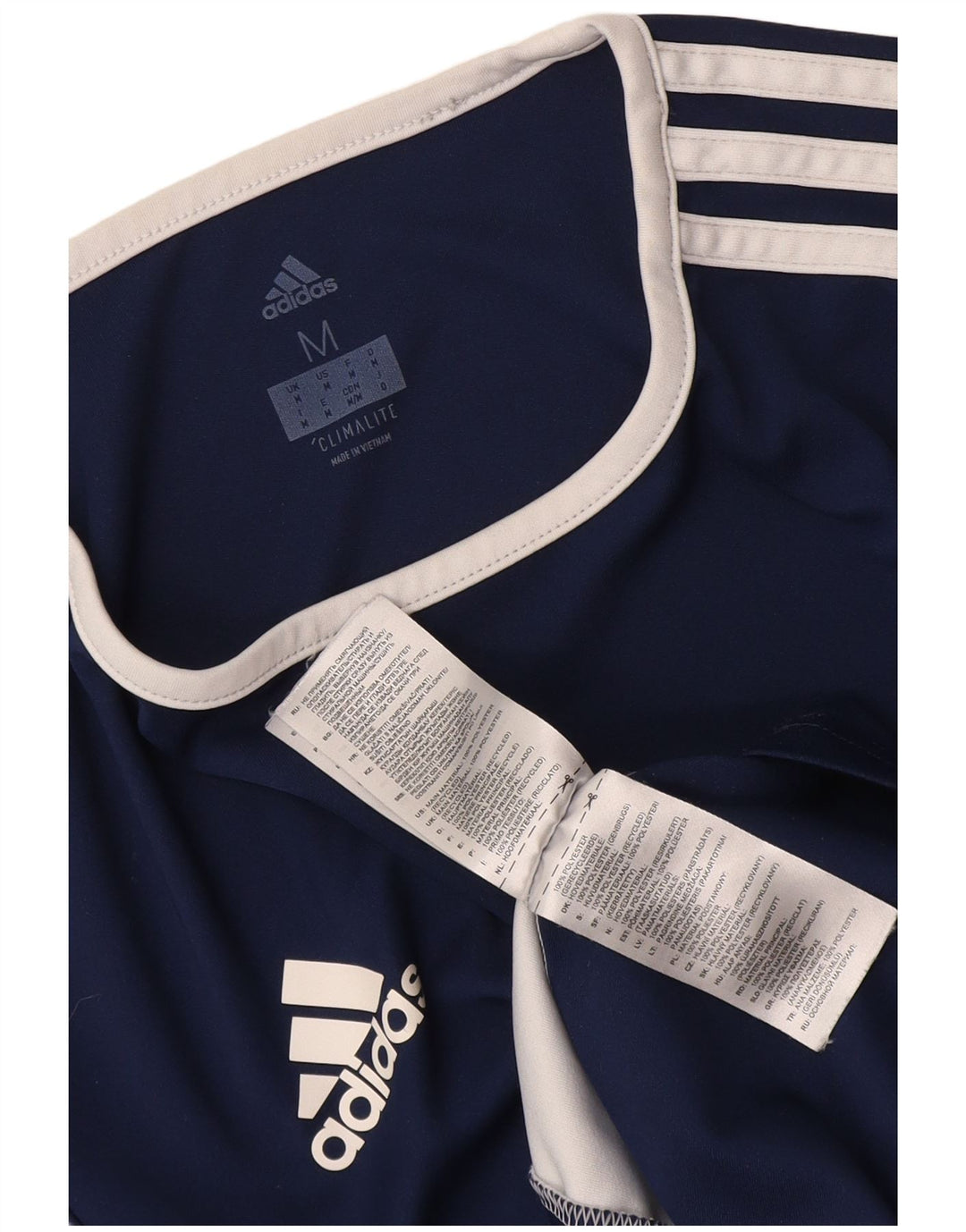 Adidas Herre Climalite T-Shirt Top Medium Marineblå Colourblock Polyester