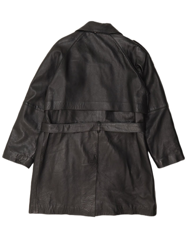 Vintage Womens Relaxed Fit Military Double Breasted Coat UK 14 Medium Black