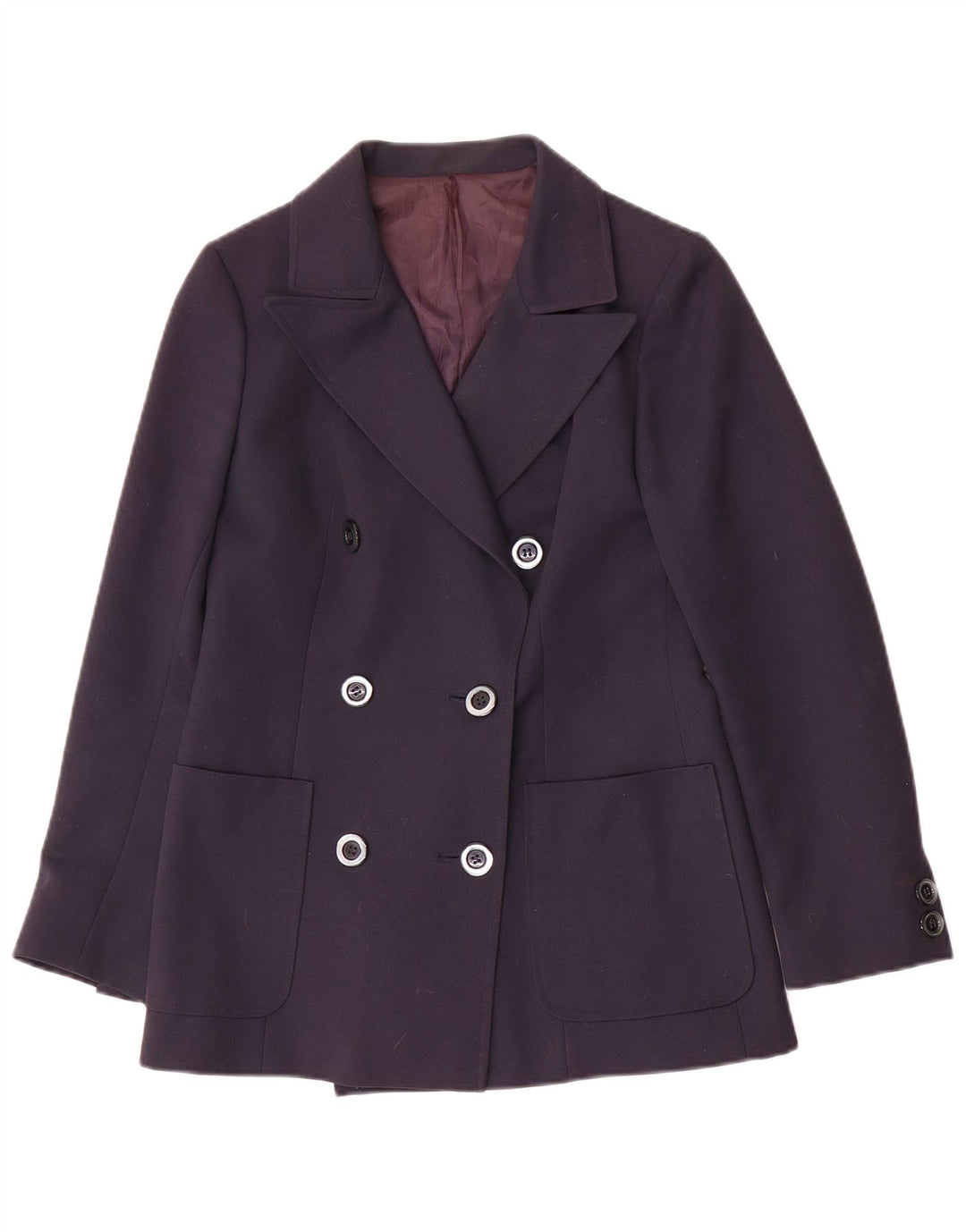 Vintage Dame Dobbeltradet Blazer Jacket IT 42 Medium Navy Blue