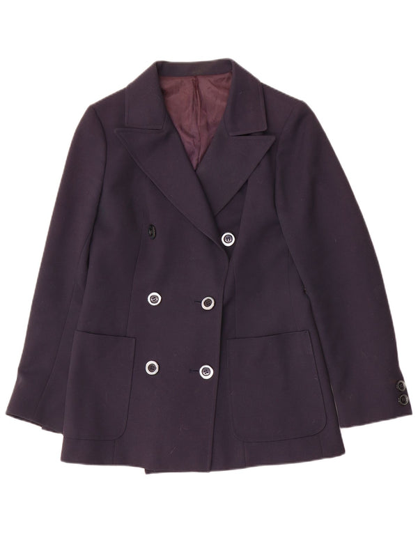 Vintage Dame Dobbeltradet Blazer Jacket IT 42 Medium Navy Blue