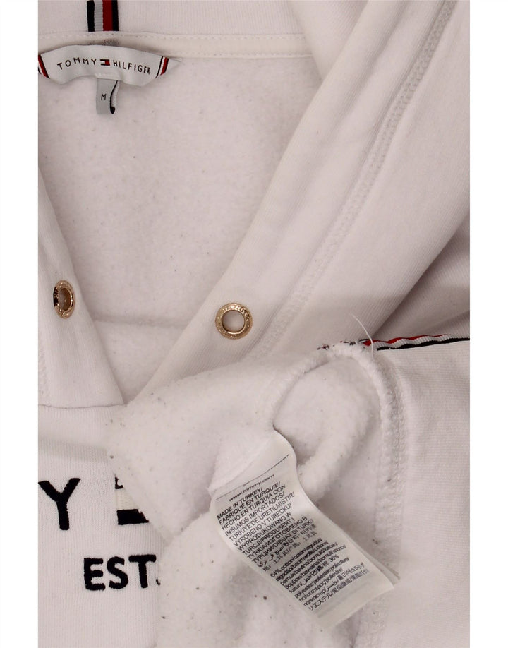 TOMMY HILFIGER Oversized grafisk hættetrøje til kvinder UK 14 Medium White