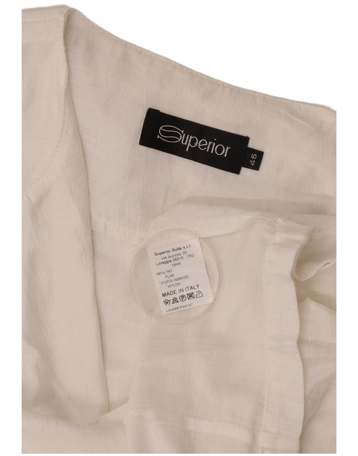 Superior Dame 3/4 ærmet Bolero Top IT 46 Stor Hvid Hør