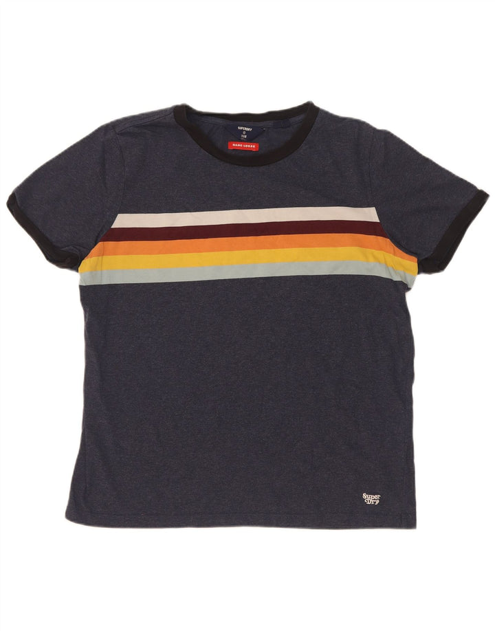 Superdry T-shirt til mænd, medium marineblå farveblok