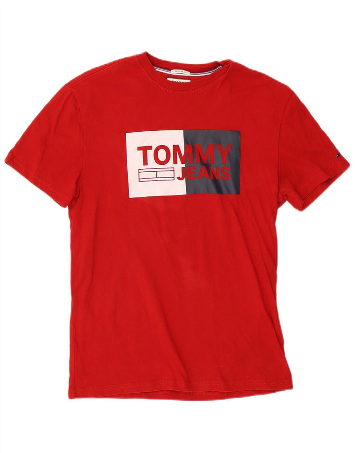 Tommy Hilfiger Herre Regular Fit Grafisk T-Shirt Top Lille Rød