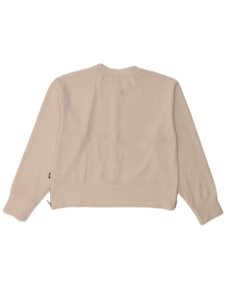 Dkny Womens Sweatshirt Jumper UK 14 Medium Off White Polyester