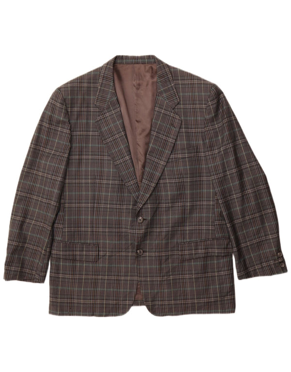 Gianluca Lorenzi Herre 2-knaps blazerjakke IT 56 3XL grå ternet uld