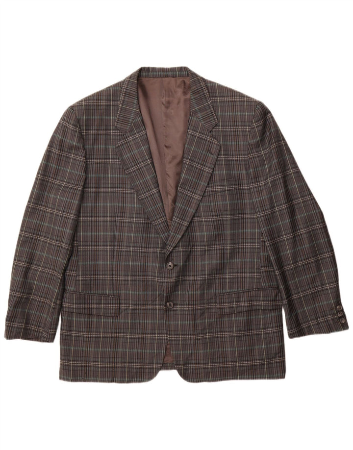 Gianluca Lorenzi Herre 2-knaps blazerjakke IT 56 3XL grå ternet uld