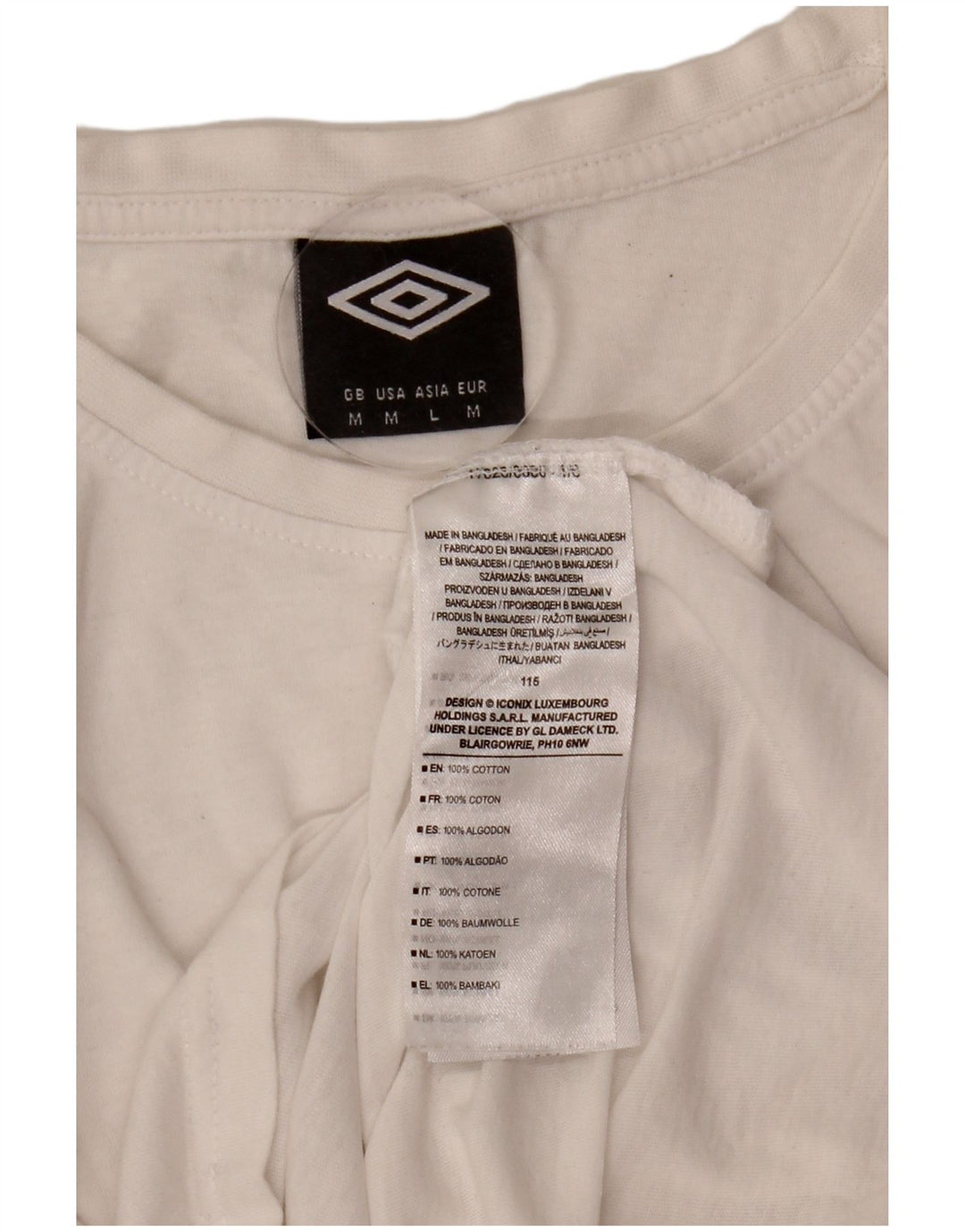 Umbro Herre T-Shirt Top Medium Hvid Bomuld