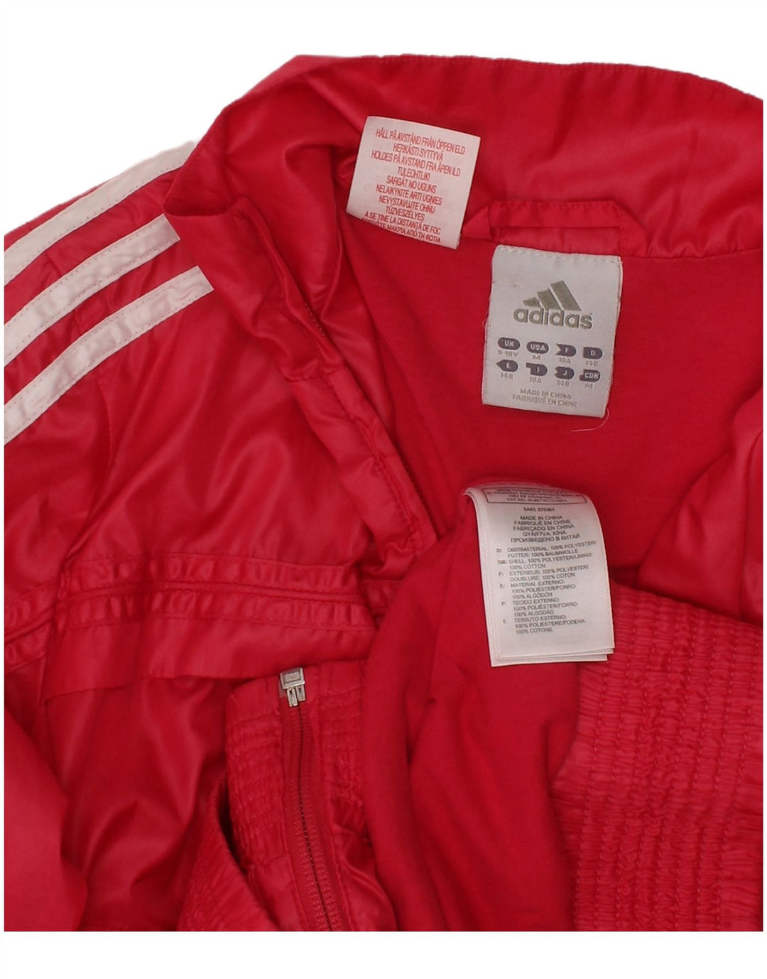 ADIDAS Girls Three Stripes Tracksuit Topjakke 9-10 år Pink Polyester