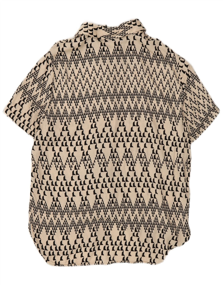 Zara kortærmet skjorte til kvinder UK 14 Medium Off White Geometrisk
