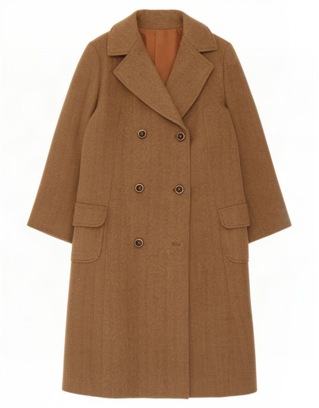 Vintage Dame Dobbeltradet Frakke UK 14 Large Beige Sildeben