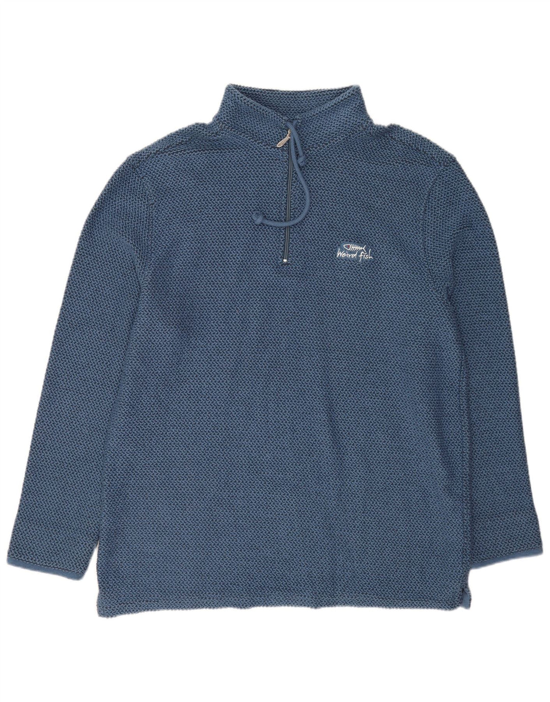 Weird Fish Herre Zip Neck Sweatshirt Jumper XL Blå Bomuld