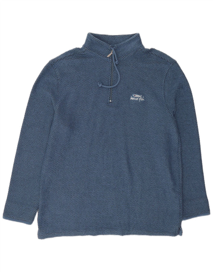 Weird Fish Herre Zip Neck Sweatshirt Jumper XL Blå Bomuld