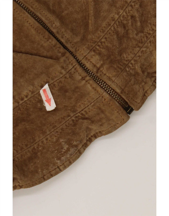 Zara Dame Crop Ruskindsjakke UK 12 Medium Beige Læder