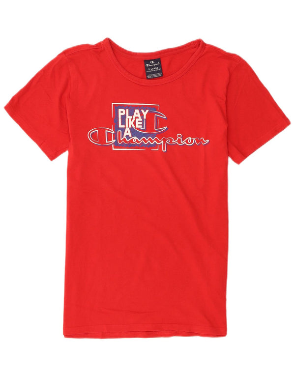 Champion Boys Grafisk T-Shirt Top 13-14 år XL Rød Bomuld