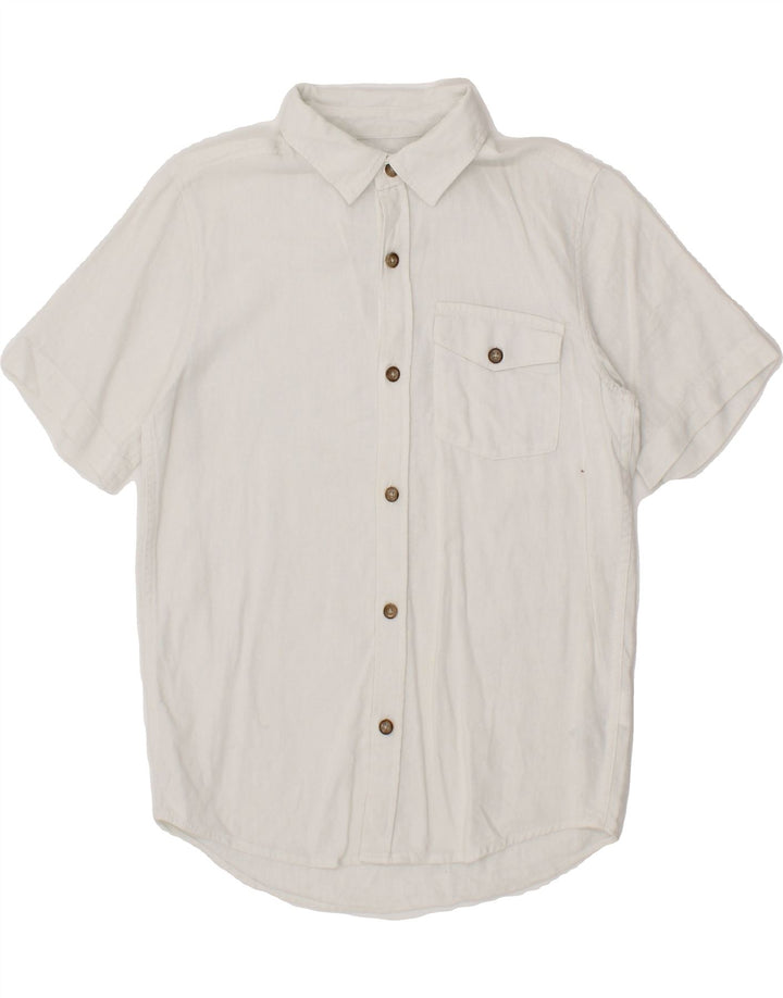 OLD NAVY Boys Short Sleeve Shirt 7-8 Years Medium  White Linen Vintage Old Navy and Second-Hand Old Navy from Messina Hembry 