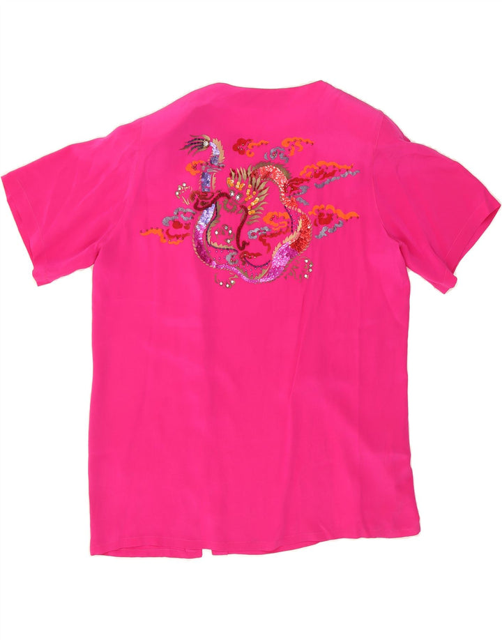VINTAGE Womens Graphic Short Sleeve Blouse Top IT 48 XL Pink Vintage Vintage and Second-Hand Vintage from Messina Hembry 