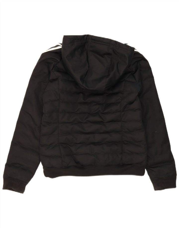 ADIDAS Womens Hooded Padded Jacket UK 14 Medium Black Polyester