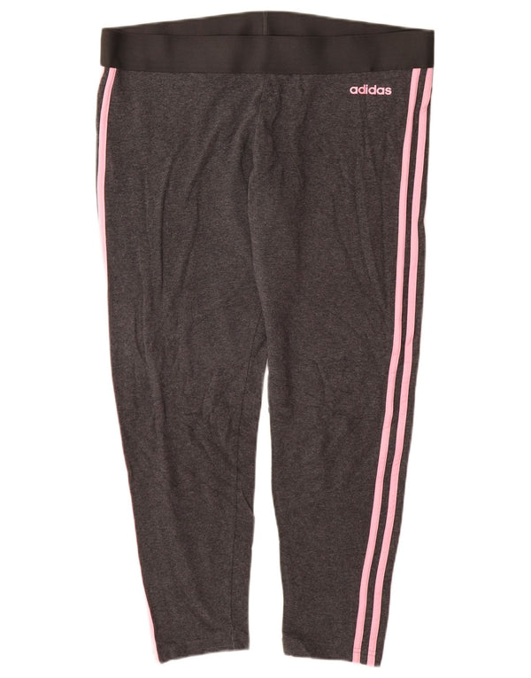 ADIDAS Dame Leggings UK 20/22 XL Grå Bomuld