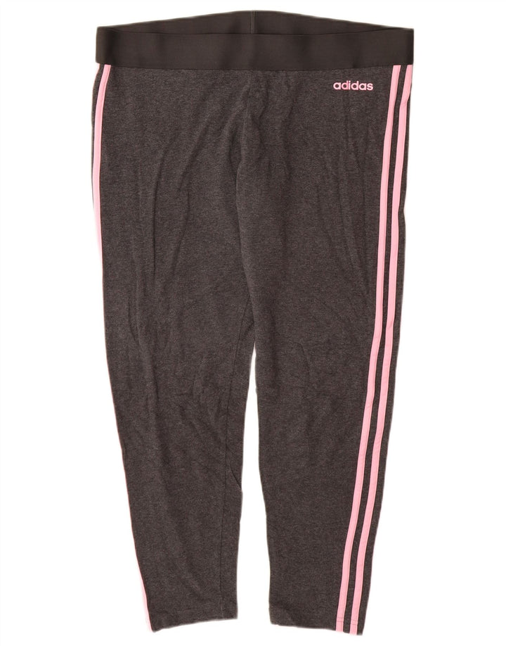 ADIDAS Dame Leggings UK 20/22 XL Grå Bomuld