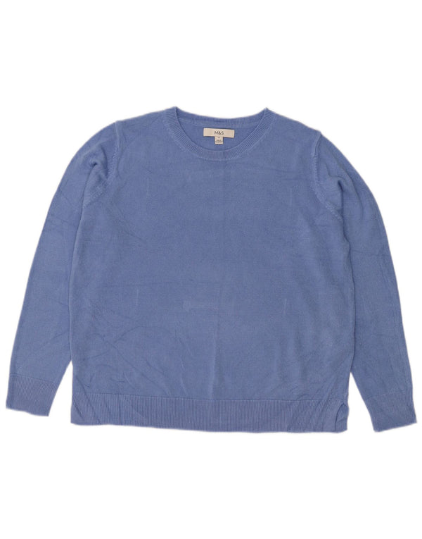 Marks & Spencer Dame Boat Neck Jumper Sweater UK 14 Large Blue Acryl