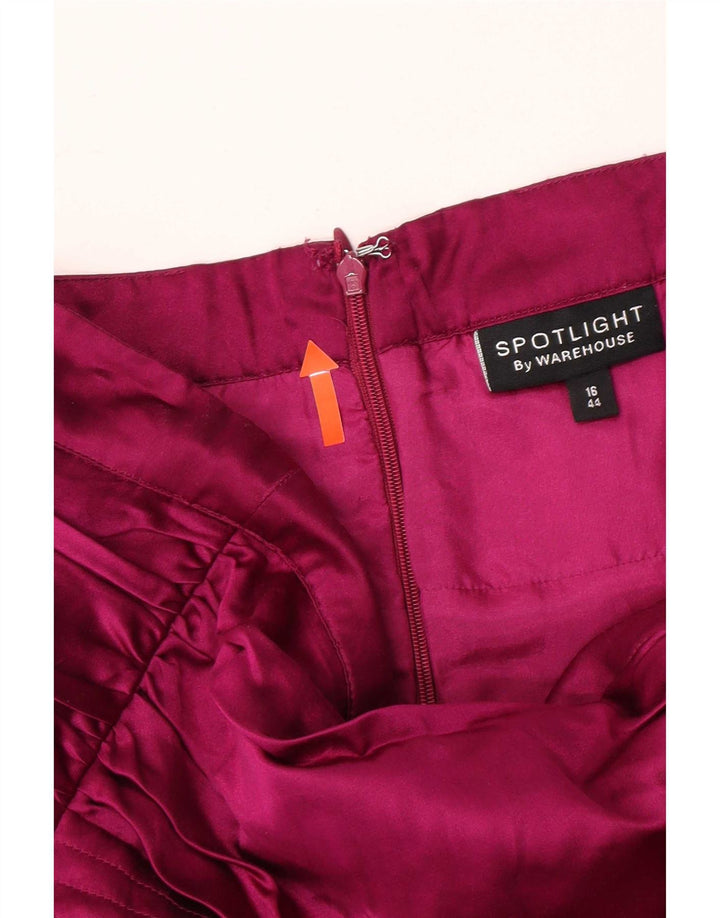 Warehouse Dame Stropløs Kjole UK 16 Large Purple Silk