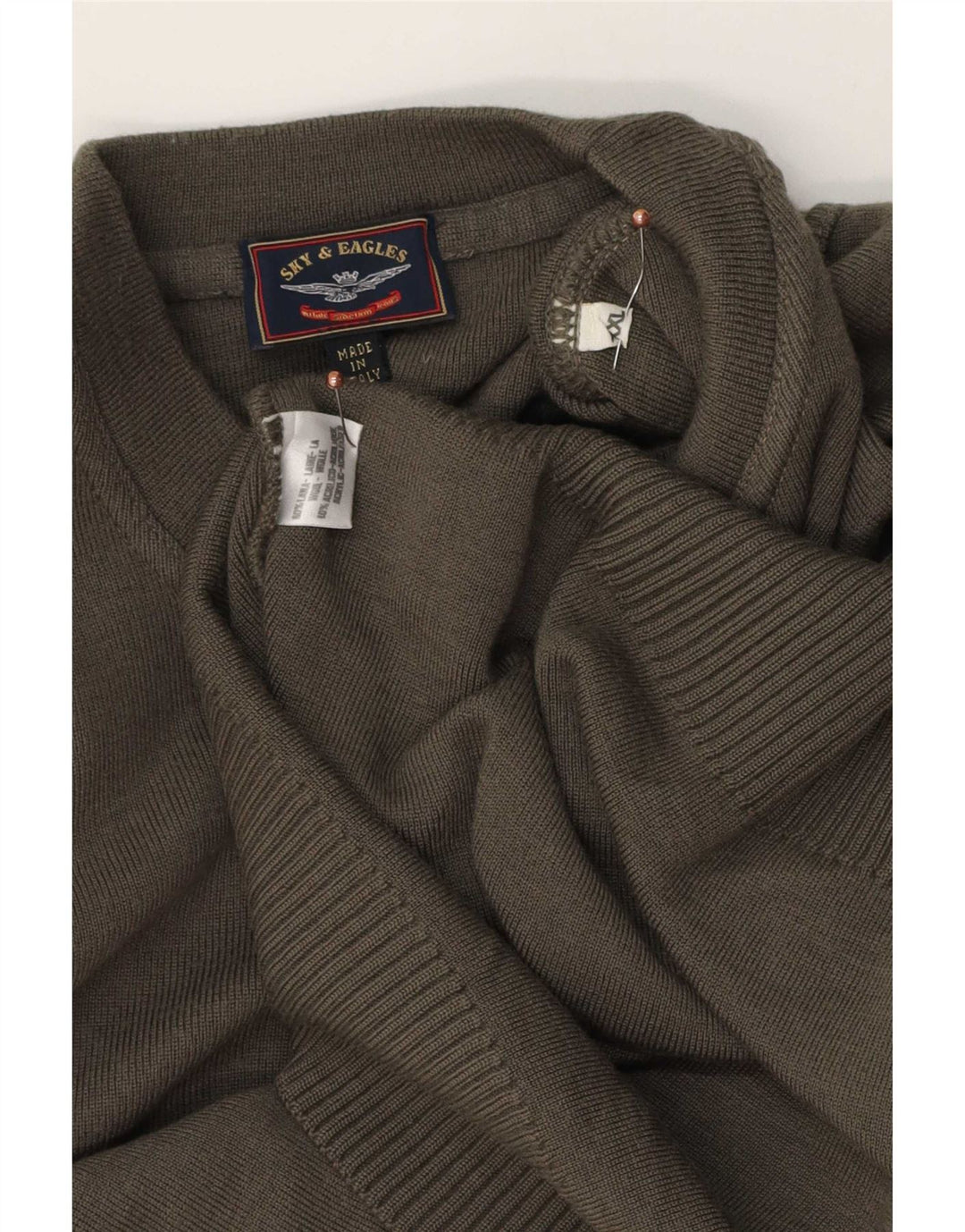 Sky & Eagle Herre Crew Neck Jumper Sweater 2XL Khaki Wool