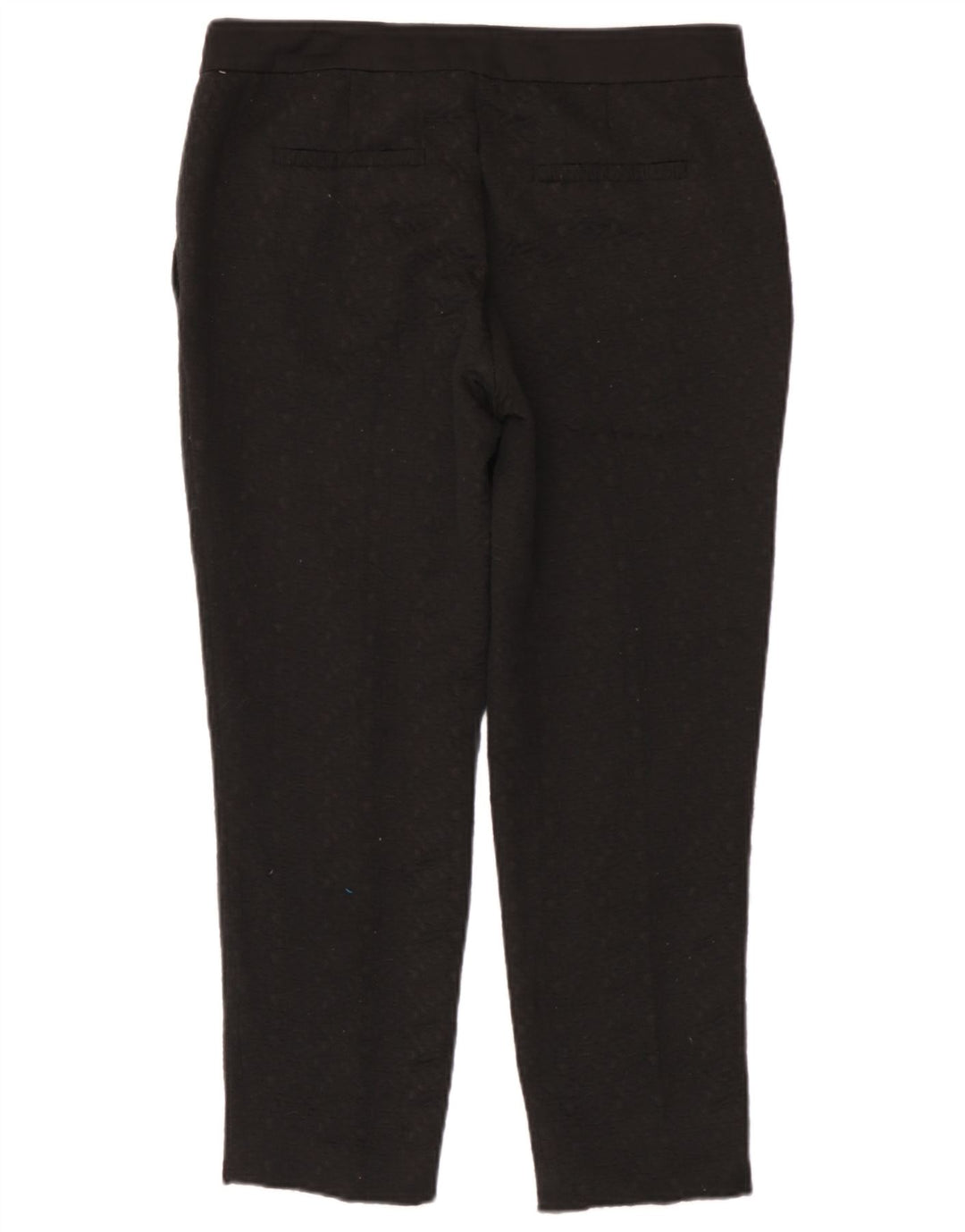 Zara Dame Slim Cropped Trousers Medium W28 L25 Sort Plettet Polyester