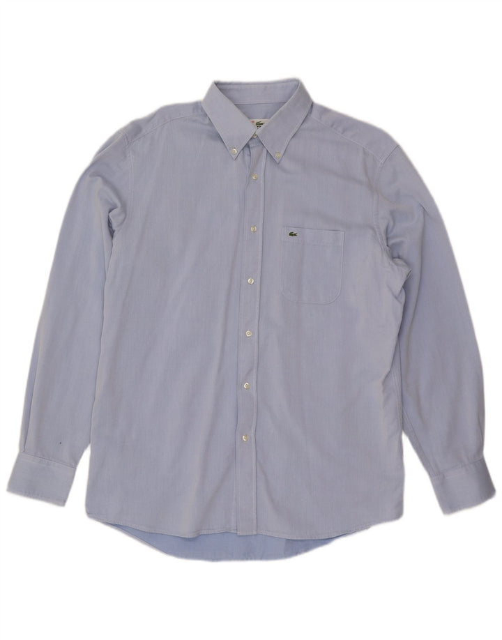 LACOSTE Herre Regular Fit skjorte str. 43 Large Blue Cotton