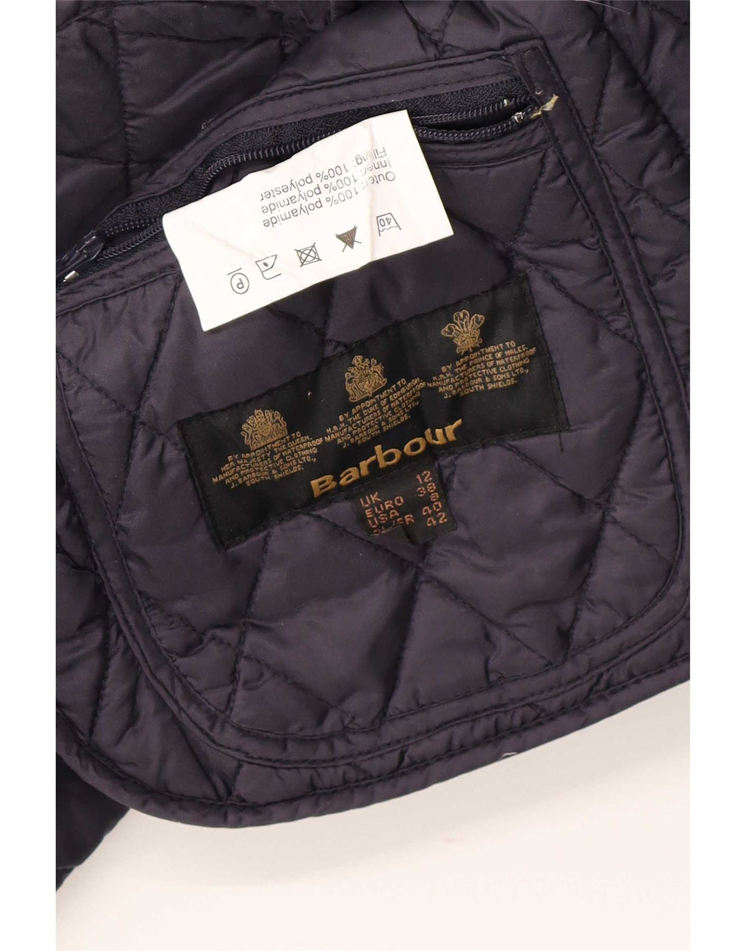 Barbour Quiltet jakke til kvinder UK 12 Mellem marineblå polyester