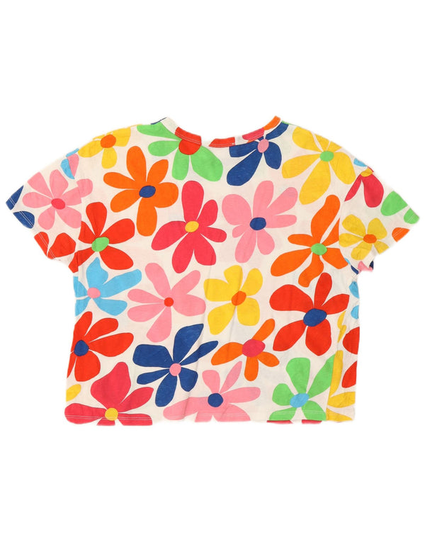 Zara Womens Crop Oversized T-Shirt Top UK 10 Small Multicolored Floral