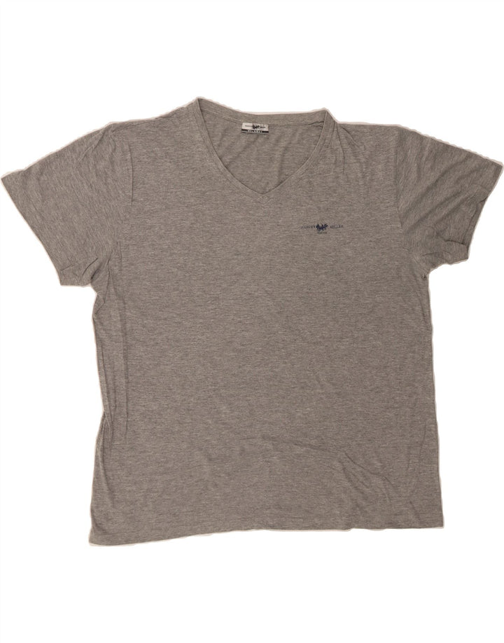 VINTAGE Mens T-Shirt Top 2XL Grey Vintage Vintage and Second-Hand Vintage from Messina Hembry 